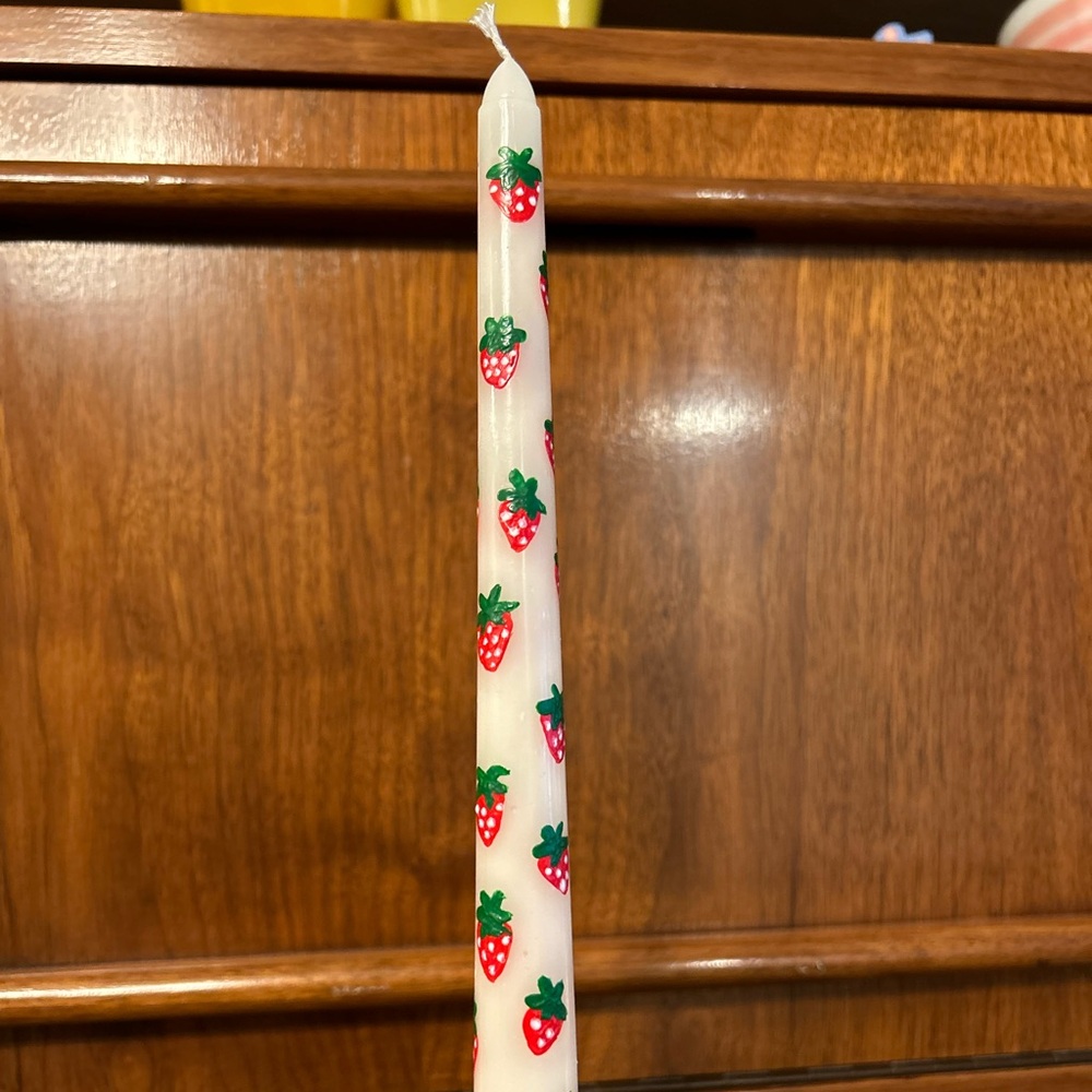 Hand painted Candlestick🕯️- Strawberries 🍓red